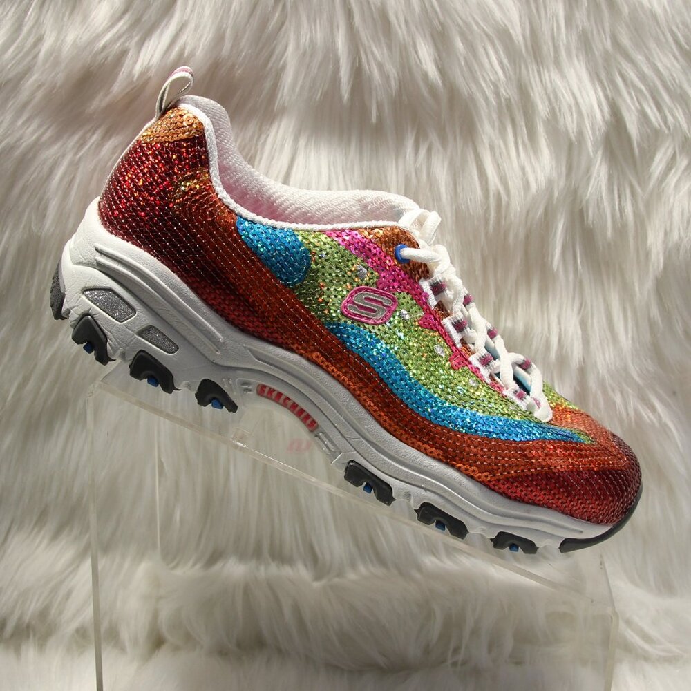 Skechers D'Lites Girls Size 6 Shoes 80537L Sequins Memory Foam EUR 38
